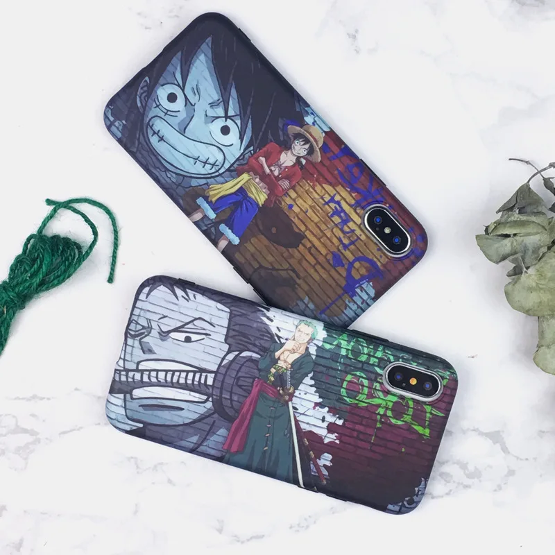 

For coque iPhone 7 8 plus 6s plus Japanese Cartoon one piece Roronoa Zoro luffy shell anime Phone Case for iPhone cover X XR XS