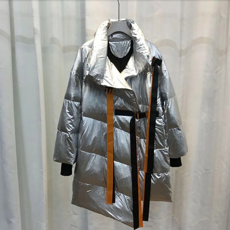 Новая зимняя куртка Женская Толстая теплая парка белая куртка на утином пуху пальто размера плюс свободная Женская куртка с капюшоном пальто верхняя одежда