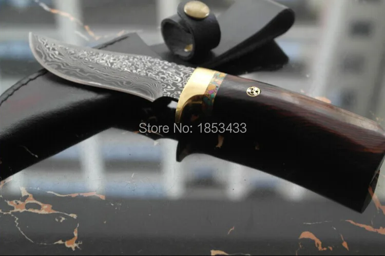 Ручная работа кованая Дамасская сталь охотничий нож фиксированный нож ebony Ручка первый слой упаковки