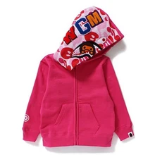 Bape камуфляж куртка Акула Капюшоном молния свитер С Длинными рукавами мальчик пальто дети дети толстовка девушки одежда Семья