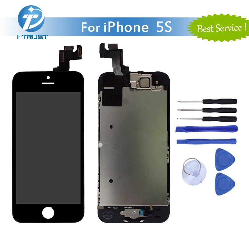 

Grade A+++ Quality Black Full Set Assembly LCD Display For iPhone 5S with Touch Screen Home Button+Front Camera Free Tools Set