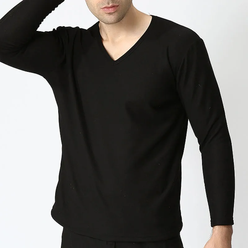 Autumn Winter thermal underwear 5XL 6XL 7XL 8XL 9XL Bust 180cm Plus size Weight 165kg Fleece V neck large size men long johns