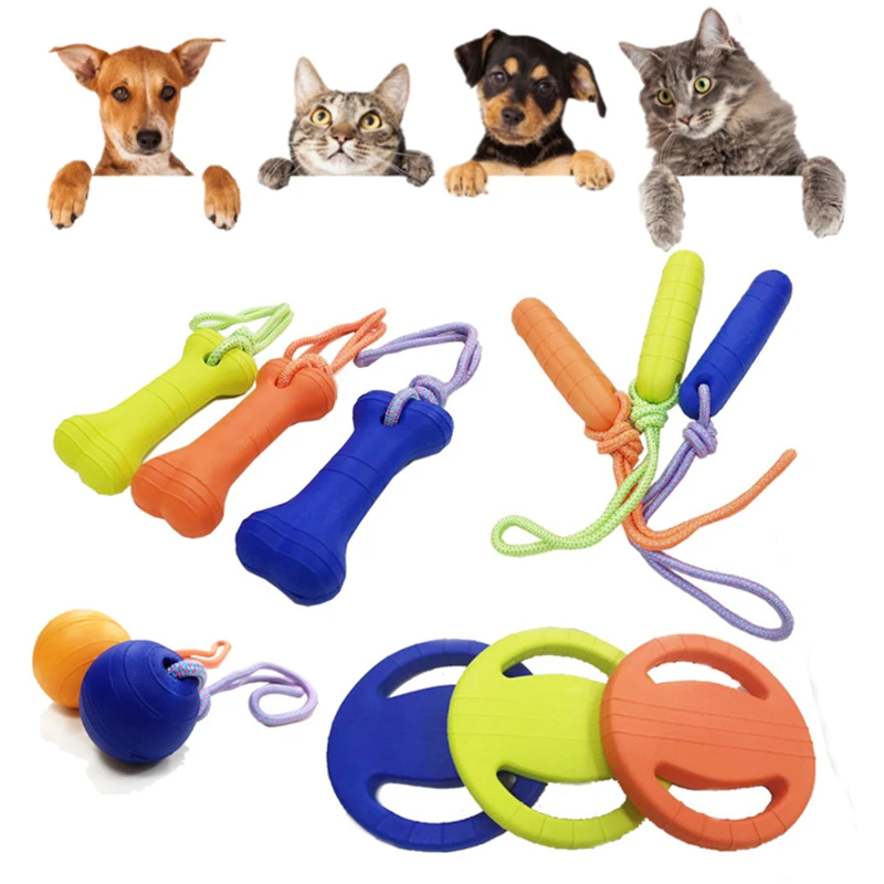 

Dog Toys Ball with Rope Flying Discs Chew Toy Ring EVA Pet Toy for Dogs Interactive Cotton Ball for Small Large Dogs Cats