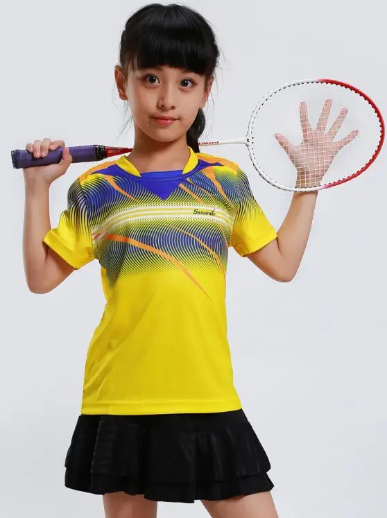 Теннисная футболка для девочек+ юбка Детская футболка Бадминтон футболка для девочек бадминтон homme бадминтон теннисные юбки женская одежда - Цвет: G
