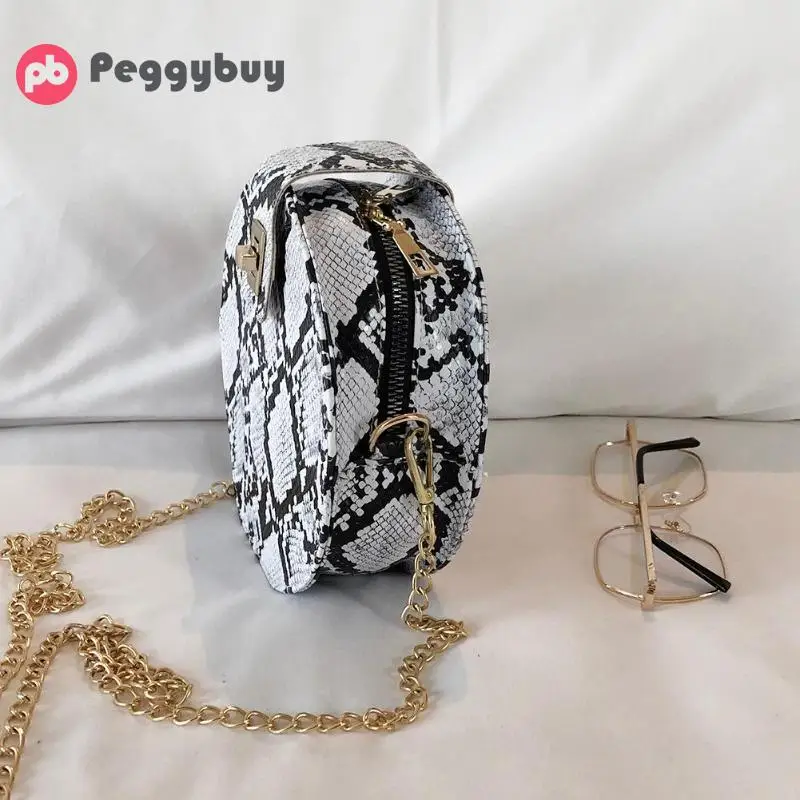 Дамская змеиная сумка-мессенджер в стиле ретро с серпантиновой цепочкой, женская сумка через плечо, модная маленькая сумка через плечо из искусственной кожи