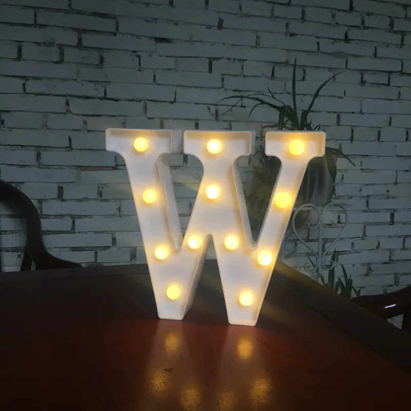 Светящийся Рождественский светодиодный креативный Ночной светильник с буквенным принтом 26 английских букв и цифр, романтическая лампа для украшения дома и свадьбы - Цвет: W