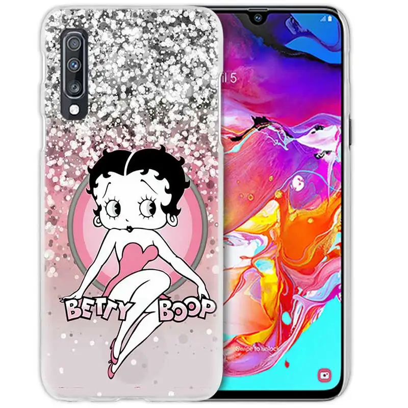 Розовый сексуальный чехол Betty Boop для samsung Galaxy A50 A70 A20e A40 A30 A20 A10 A8 A6 Plus A9 A7 жесткий прозрачный чехол для телефона из поликарбоната