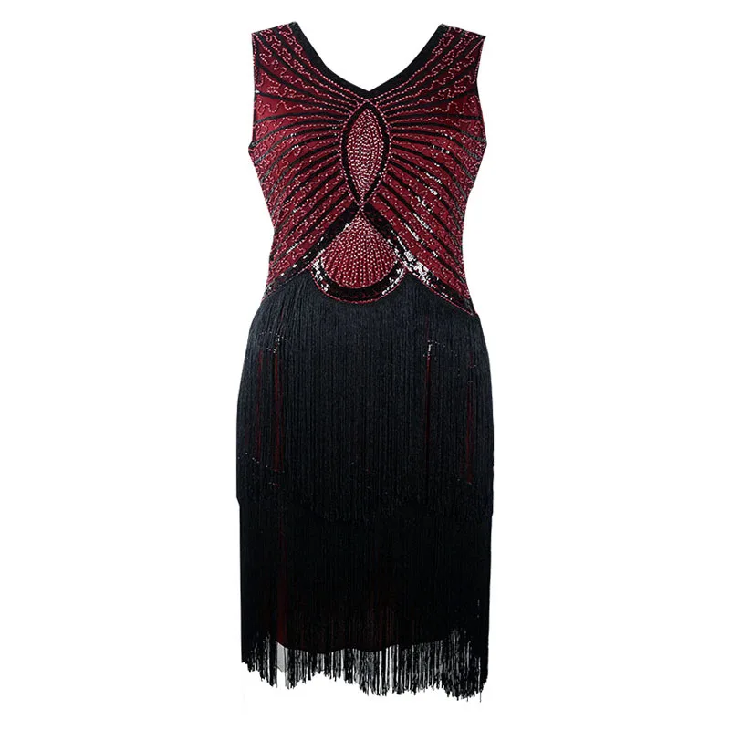 2018 Vintage 1920s Sequin Fringe Charleston Dress Great Gatsby Sexy Women Evening Party Embroidered beads Tassel Dress (3)
