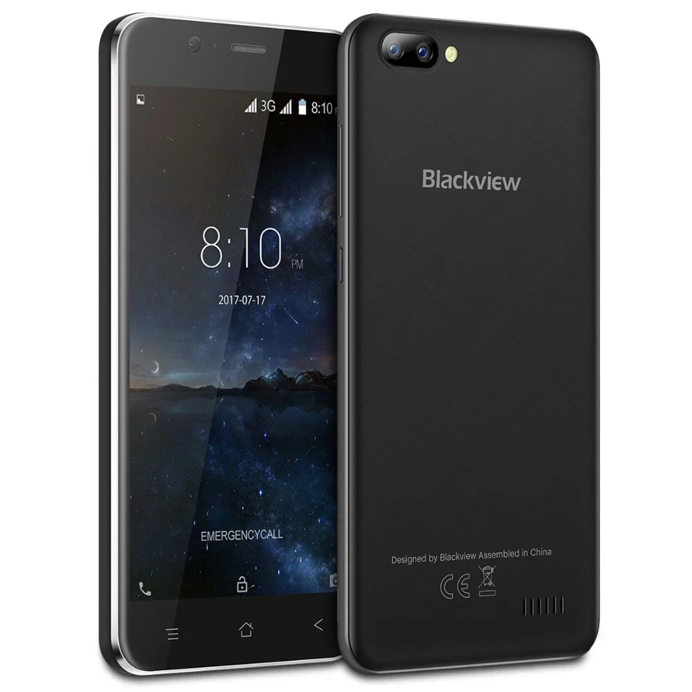 Blackview A7 MT6580A четырехъядерный мобильный телефон 5,0 дюймов двойная задняя камера Android 7,0 смартфон 2800 мАч 1 Гб ram 8 Гб rom мобильный телефон