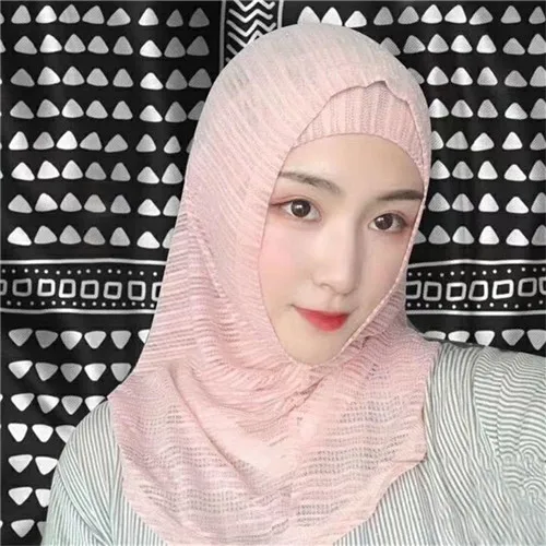 2 Pieces Amira Hijab Womens Muslim Hijab Islamic Scarf Shining Scarf Breathable Summer#YS659 - Цвет: Pink