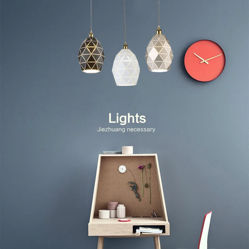 Post Modern Pendant Light Painted Metal Hanging Drop Lights Home Retro Industrial Pendant Lamp Silver Black White E27 E26 Lights (4)