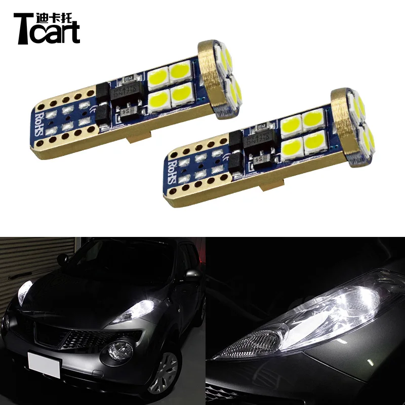 Автомобильные светодиодные габаритные огни Tcart 2 шт. Canbus T10 3030 широкие лампы для