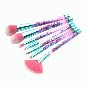 

New 7Pcs Glitter Liquid Handle Makeup Brush Set Foundation Blending Power Eyeshadow Cosmetic Beauty Make Up Tools With Pvc Bag