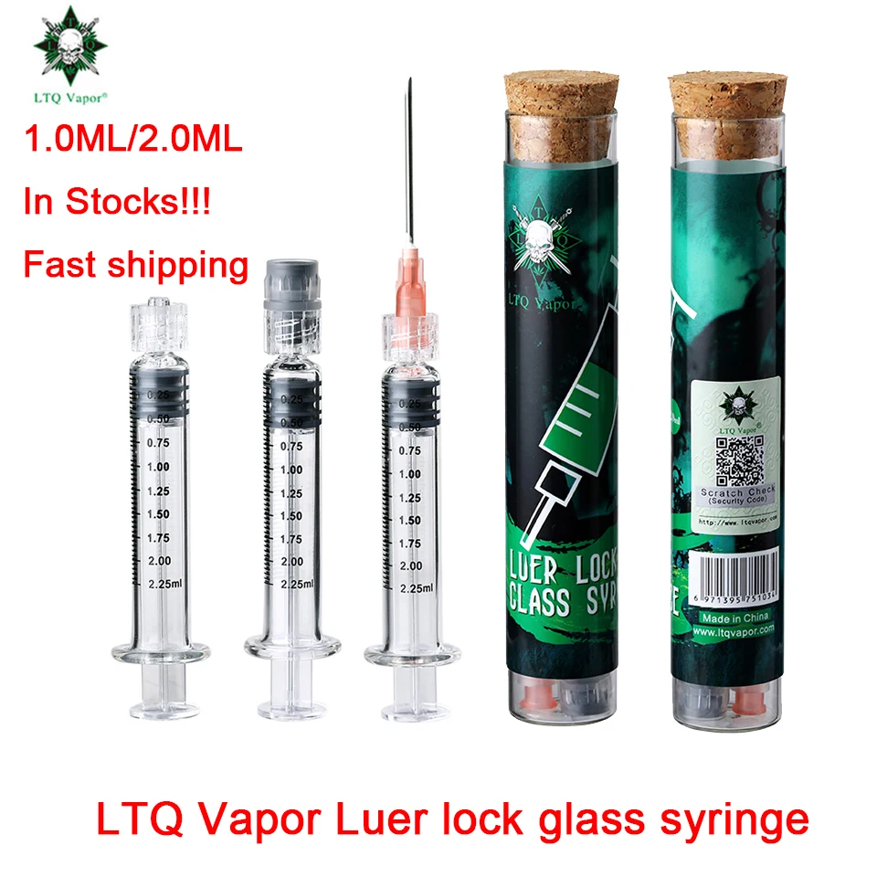 

LTQ VAPOR glass syrince 1.0ML/2.0ML For CBD Oil Glass Cartridge Luer lock CBD Accessories With Clean and Safe Case VAPE bottles