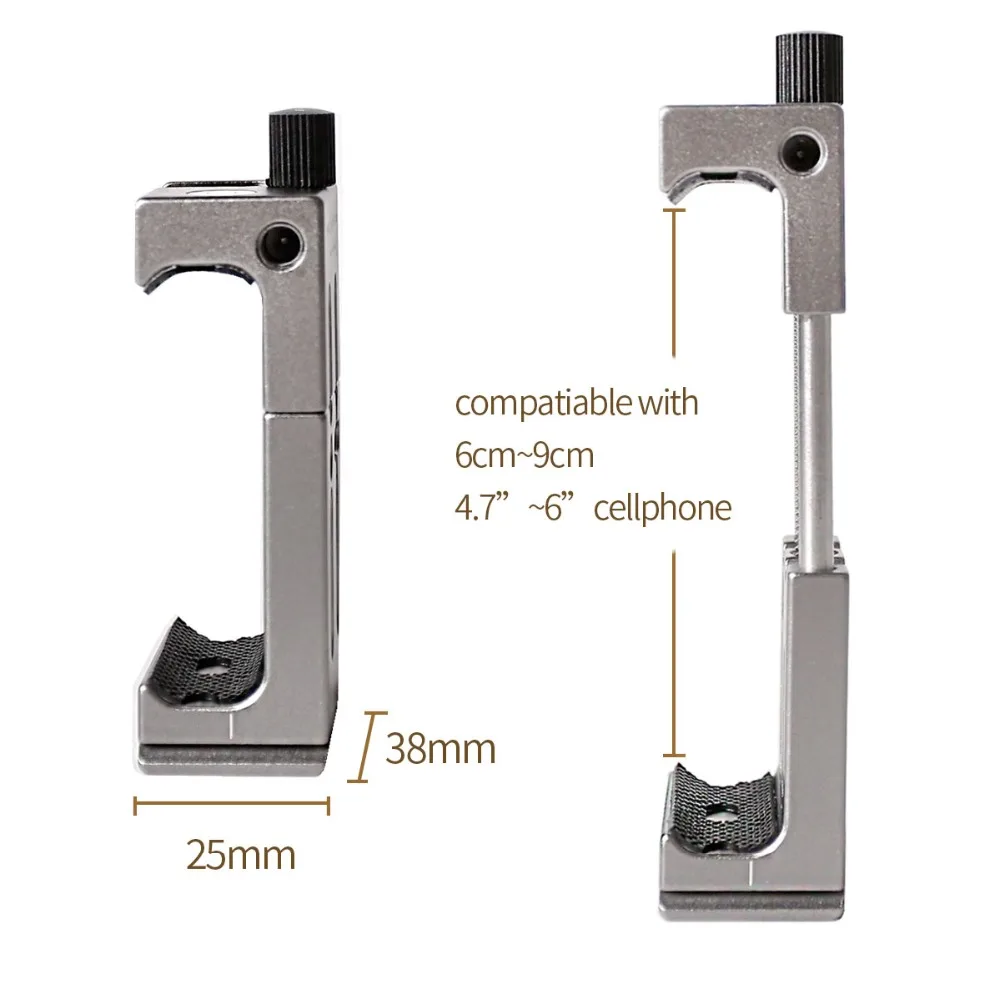 XILETU XJ-8 Mobile Phone Holder Clip Tripod Head Bracket for Phone Flashlight Microphone with Spirit level and Cold Shoe Mount