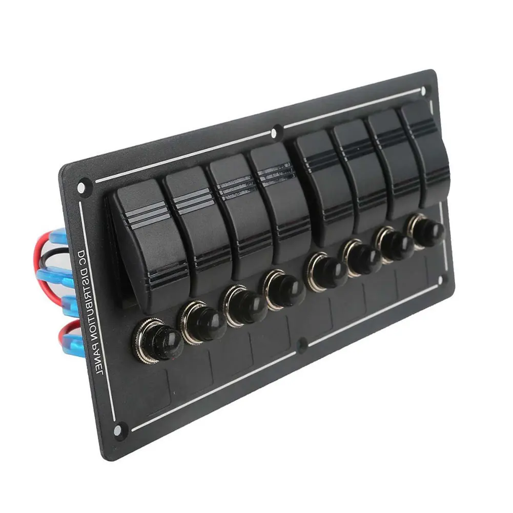 

8 Gang LED Boat Rocker Switch Panel Aluminum Waterproof 12V Circuit Breaker For Boat/Marine/RV M8617