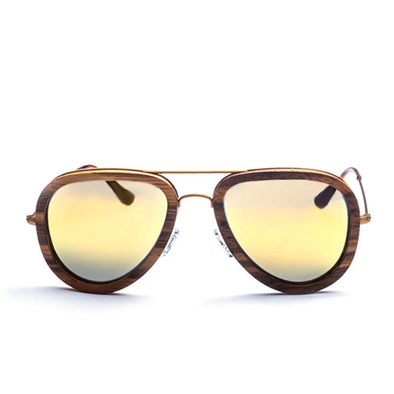 Qualität Strahlung Schutz Holz Form Hohe Für Gold Sonnenbrille Frauen Runde Polarisierte ZEd1HqW