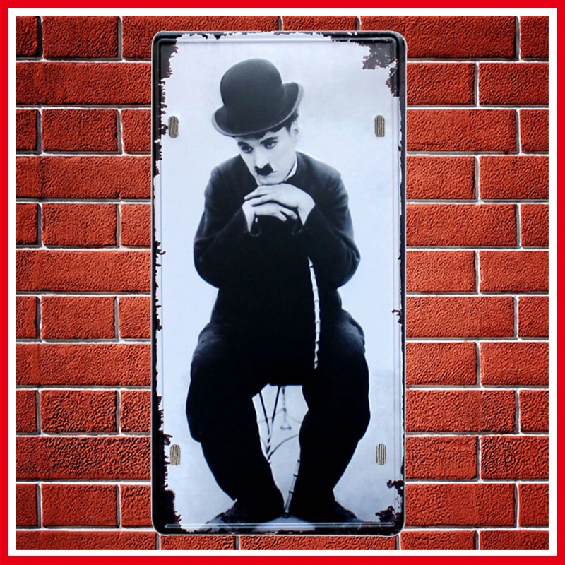 

Actor Charlie Chaplin Metal License Plate Vintage Home Decor Tin Sign Bar Pub Garage Decorative Metal Sign Art Painting Plaque