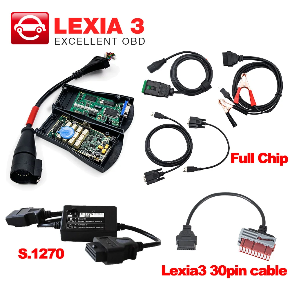 

Lexia3 Full Chip V48/V25 Diagbox V7.83 PP2000 FW 921815C for Peugeot for Citroen+ S.1279 Interface Module+ Lexia3 30pin Cable