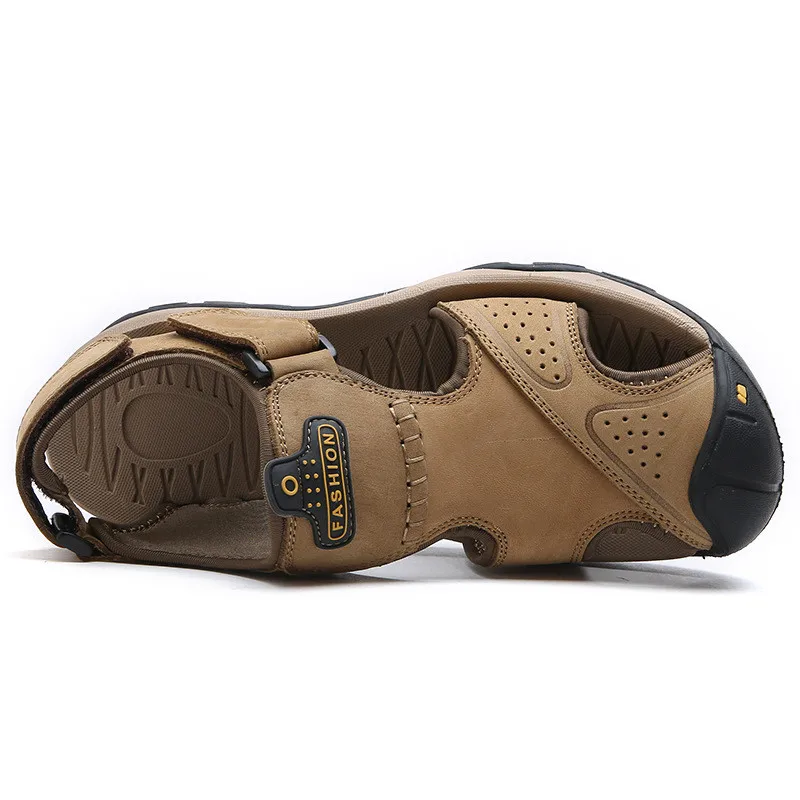 Merkmak Genuine Leather Summer Outdoor Beach Sandals Anti-shock Non-Slip Men's Casual Shoes Comfortable Toe Protective Sandals Merkmak Genuine Leather Summer Outdoor Beach Sandals Anti-shock Non-Slip Men's Casual Shoes Comfortable Toe Protective Sandals