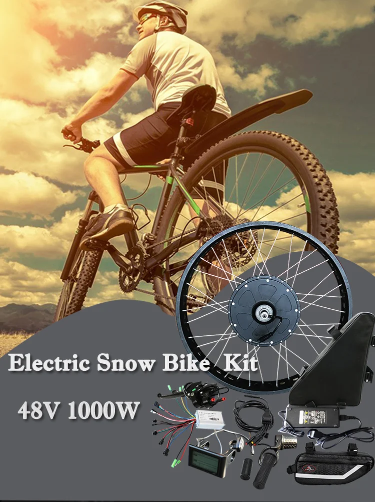 Sale 48V 1000W Electric Bicycle Kit with 48V 20AH Lithium Battery 4.0 Tire Fat Bikes 20" 26" Motor Wheel Ebike electronic diy kit 2