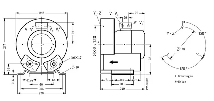 EXW 2RB210 7AA11 0.37KW/0.42kw однофазный 1AC мини-воздушный кольцевой вентилятор давления/турбо-вентилятор/воздушный насос/вихревой насос