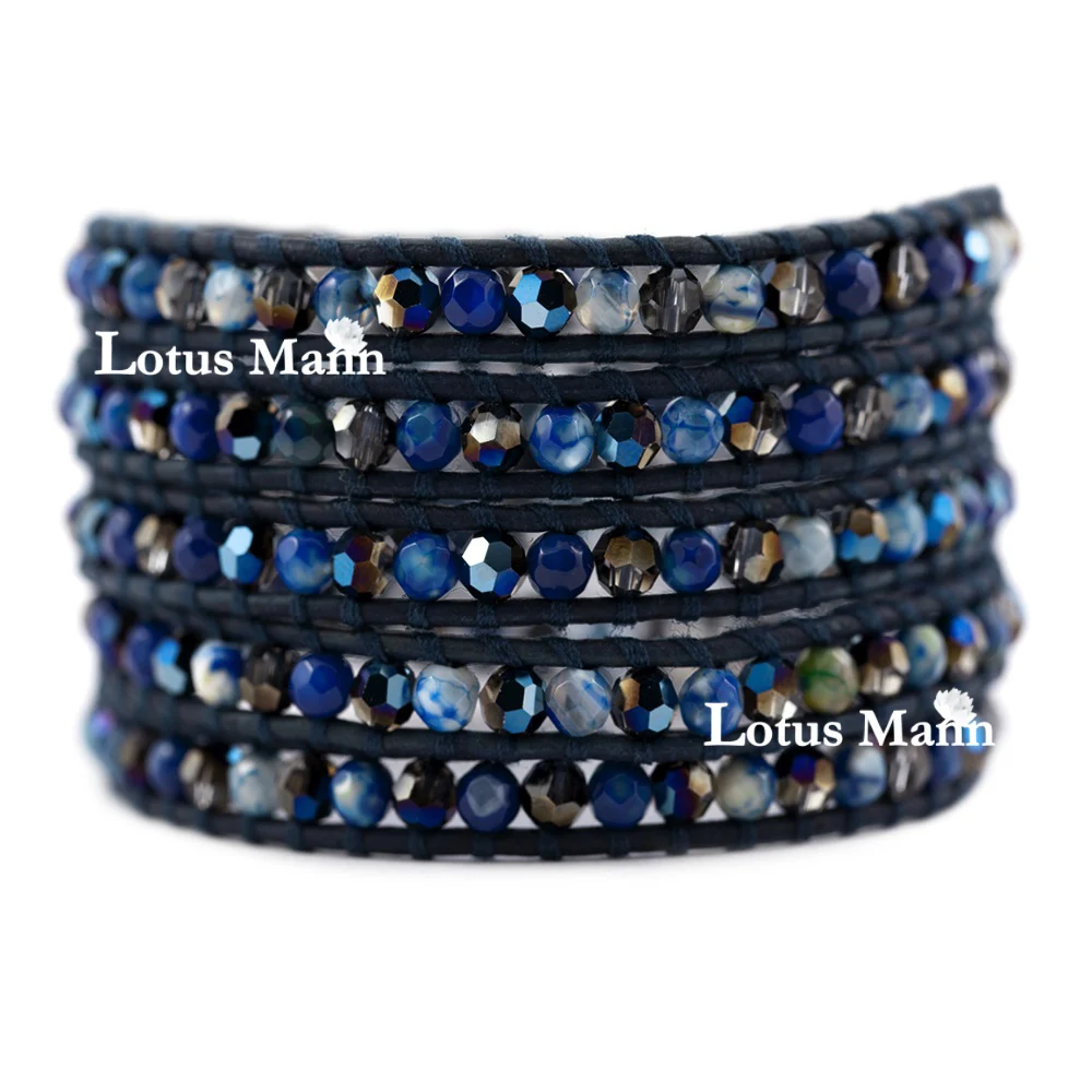 

Lotusmann Navy blue crystal blue fire 5 bracelet packing