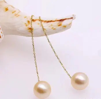 

Wholesale price ^^^ New 9-10mm SouthSea Natural pearl earring 18gold