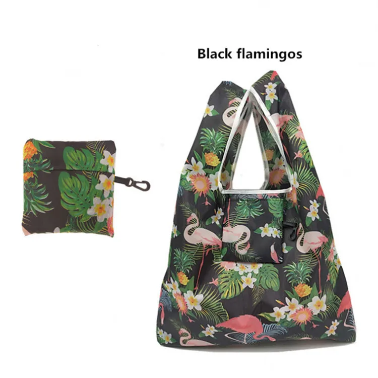 Женская Складная Эко сумка для покупок, переносная многоразовая сумка для хранения продуктов, кактус фламинго