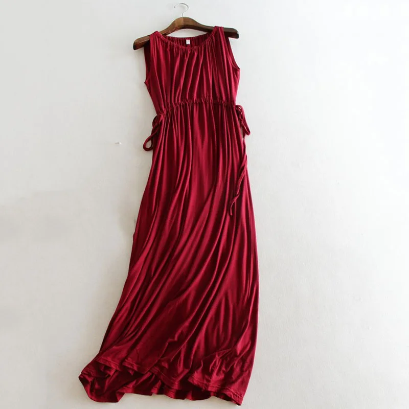 

Sleeveless Modal Maternity Dresses For Pregnant Women Clothes High Waist Long Dress for Maternity Clothing Party Vestidos Wear
