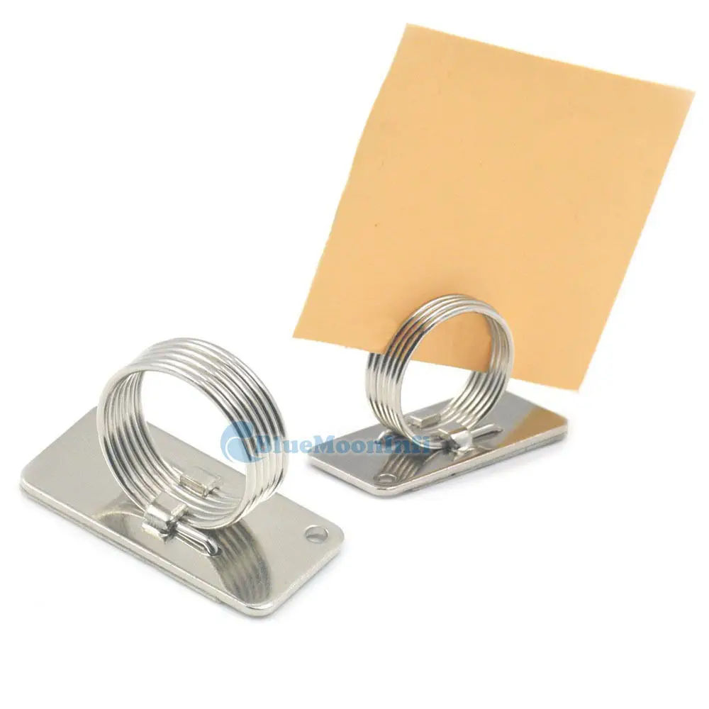 

5 Pcs / Lot Paper Note Name Card Memo Picture Photo Clip Frame Holders Desk Self Adhesive Metal Nickel