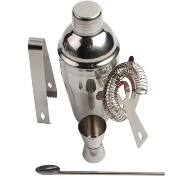 

5pcs Stainless Steel Cocktail Shaker Set Martini Mixer Professional Bartender Barware Utensils Bar Tools Kit Accessories