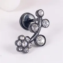 PINKSEE 1 предмет с украшениями в виде кристаллов и цветов уха для пирсинга, из хирургической стали серьги Цвета: черный, золотистый, серебристый Для мужчин женские украшения Аксессуары