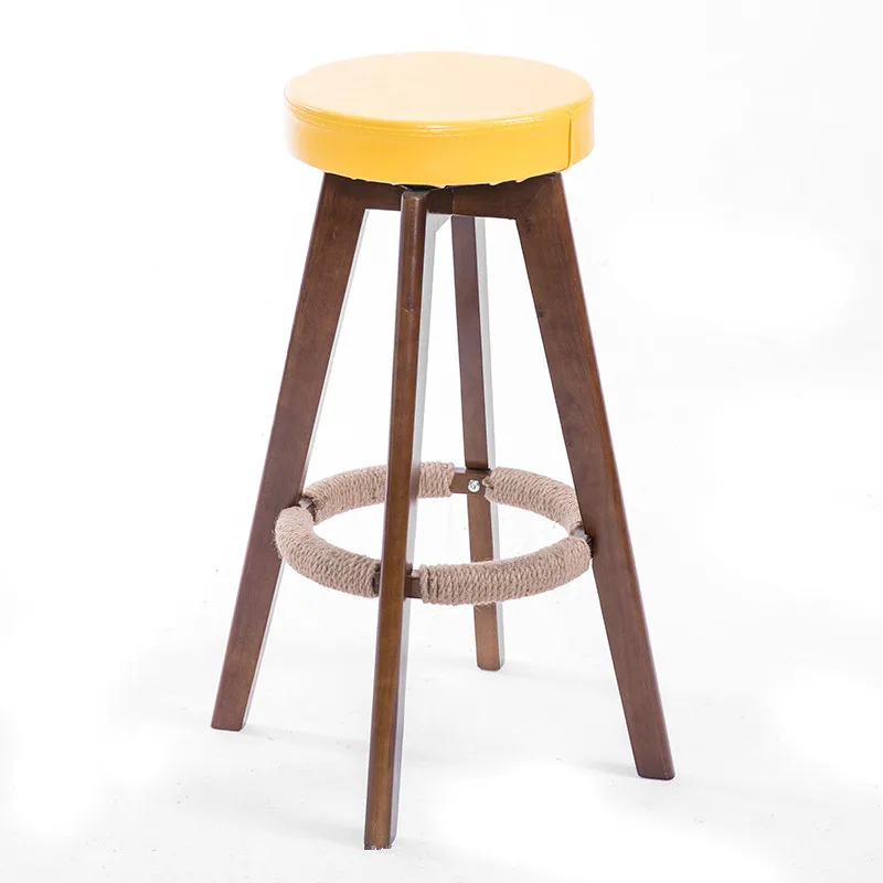  Wooden Rotate Seat Chair High Stool Bar Kitchen Furniture Breakfast Stool Nordic Simple Style Indus - 32958820546