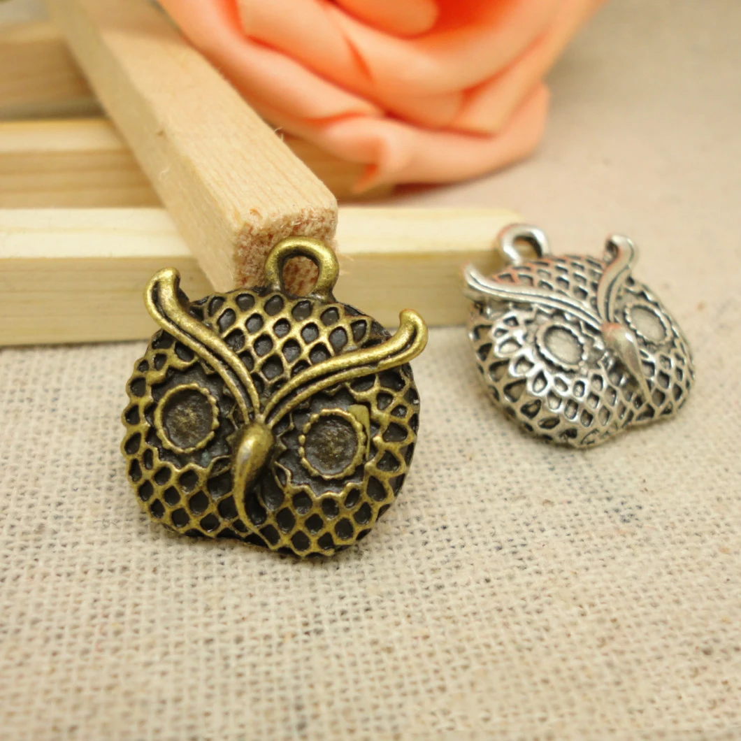 

10pc/--21x19mm Antique silver bronze The owl head charms pendant