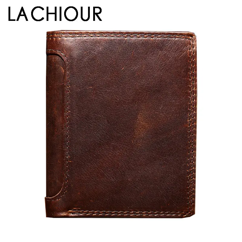 

Vintage Trifold Genuine Leather Wallet Men Design Cowhide Leather ID Card Holder Male Purse Short Coin Pocket Bag Purse Boy