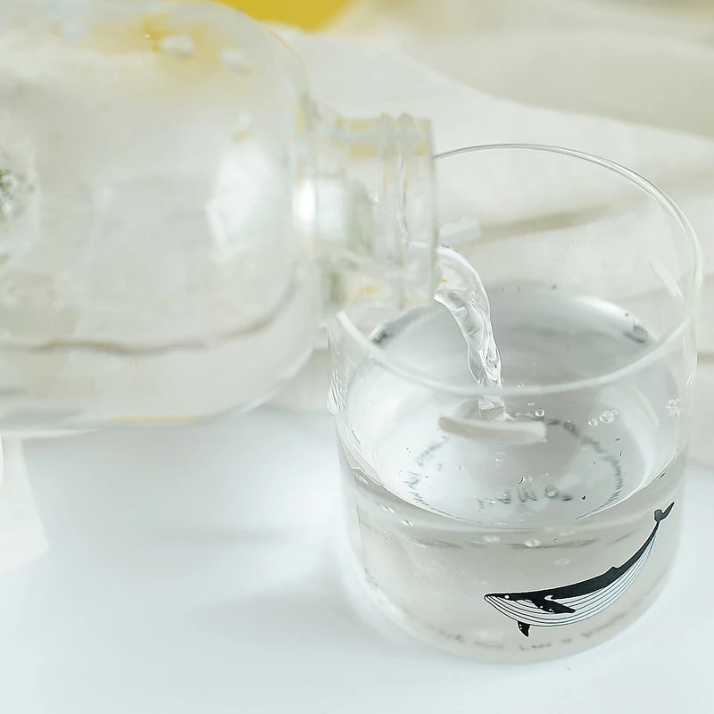 1000ml Ocean series Seal Whale Seal Glass Water Bottle with Sleeve Creative Sport Bottles Camping Bottle Tour Drinkware