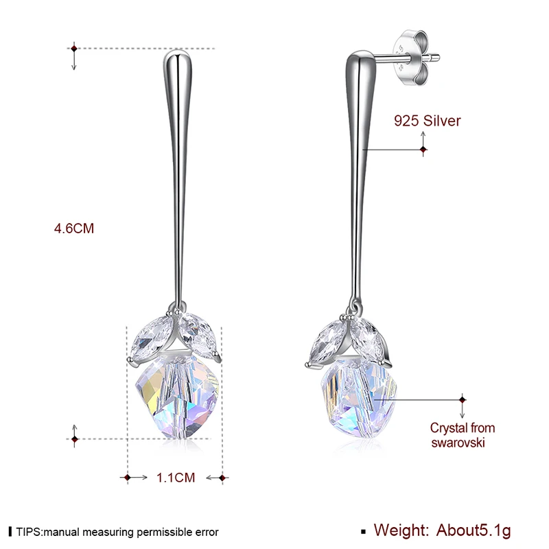 Серьги-подвески LEKANI с кристаллами SWAROVSKI из серебра S925 пробы, красочные серьги-подвески для женщин, вечерние, свадебные подарки