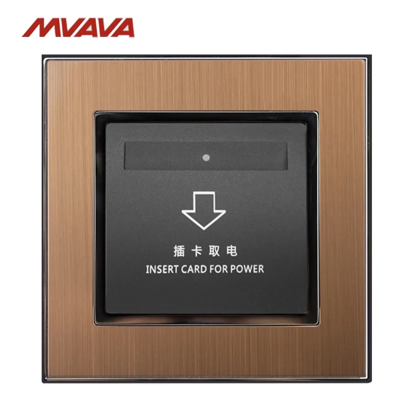 

MVAVA InsertHotel Card Electrical Outlet Luxury Card Power Supply Receptacle Gold Satin Metal Socket Free Shipping