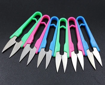

240pcs/lot 10cm size Cheap U Shaped Clippers Sewing Tools Trimming Scissors Thread Cutter Nippers Mini Scissors