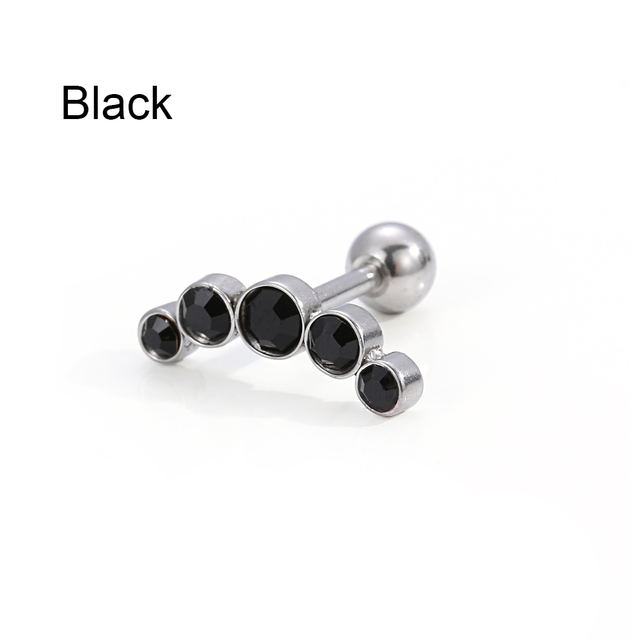 Cartilage Helix Tragus Stud Earrings Ear Nail Stainless Steel Bar Piercing Crystal Body Jewelry Accessories Gifts