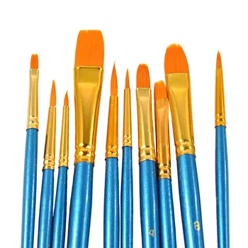 

Artists Paint Brush Set 10Pcs Acrylic Watercolor Round Pointed Tip Nylon Hair High Quality