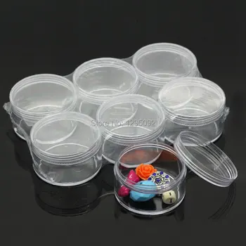 

Free Shipping 5Pcs Hot New Transparent Plastic Round Carrying Case Shape Storage Boxes Display Container Charms 6cm Dia.