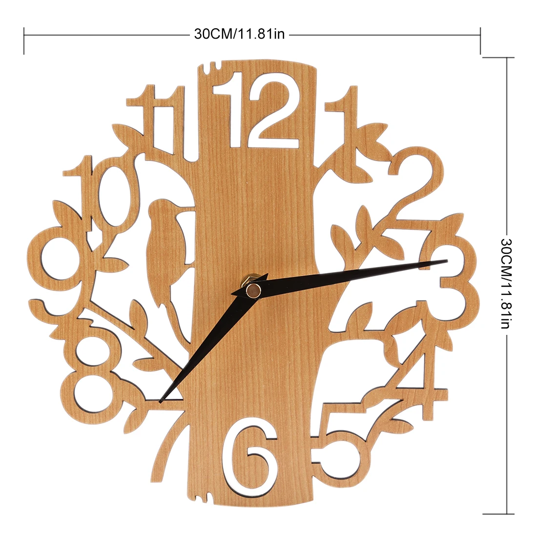 Креативный дизайн 30 см дерево форма немой настенные часы домашний декор современная новинка деревянные короткие бесшумные Подвесные часы для спальни гостиной