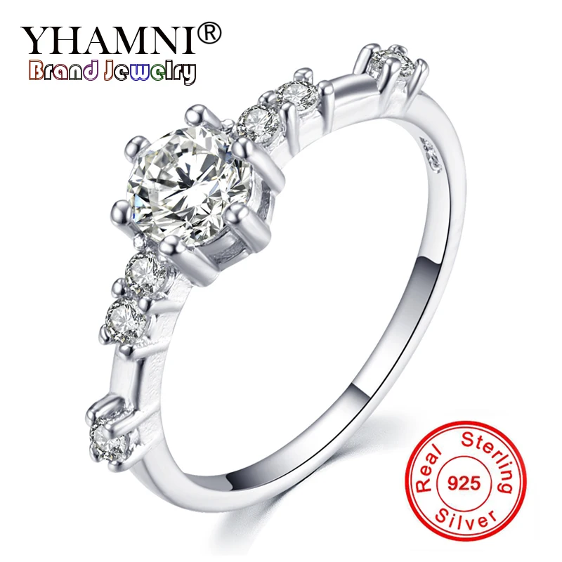 

YHAMNI Top quality 100% Solid 925 Silver Ring CZ Zircon Crystal Jewelry Fashion Wedding Engagement Rings for Women ZR566