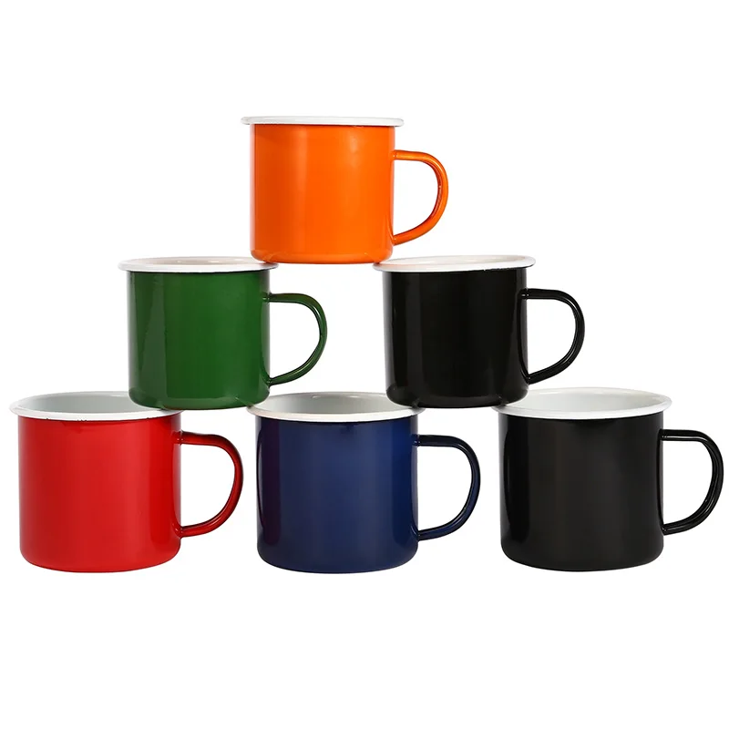 

11OZ 17OZ Colorized Enamel Tea Cup Nostalgic Creative Vintage Lover Enamel Drinkware Coffee Cups Tea Cup