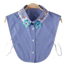 Женская блузка Толстовка жилет лацкан манишка с высоким воротом съемный вертикальный полосатый, с цветочным принтом Вышивка Половина