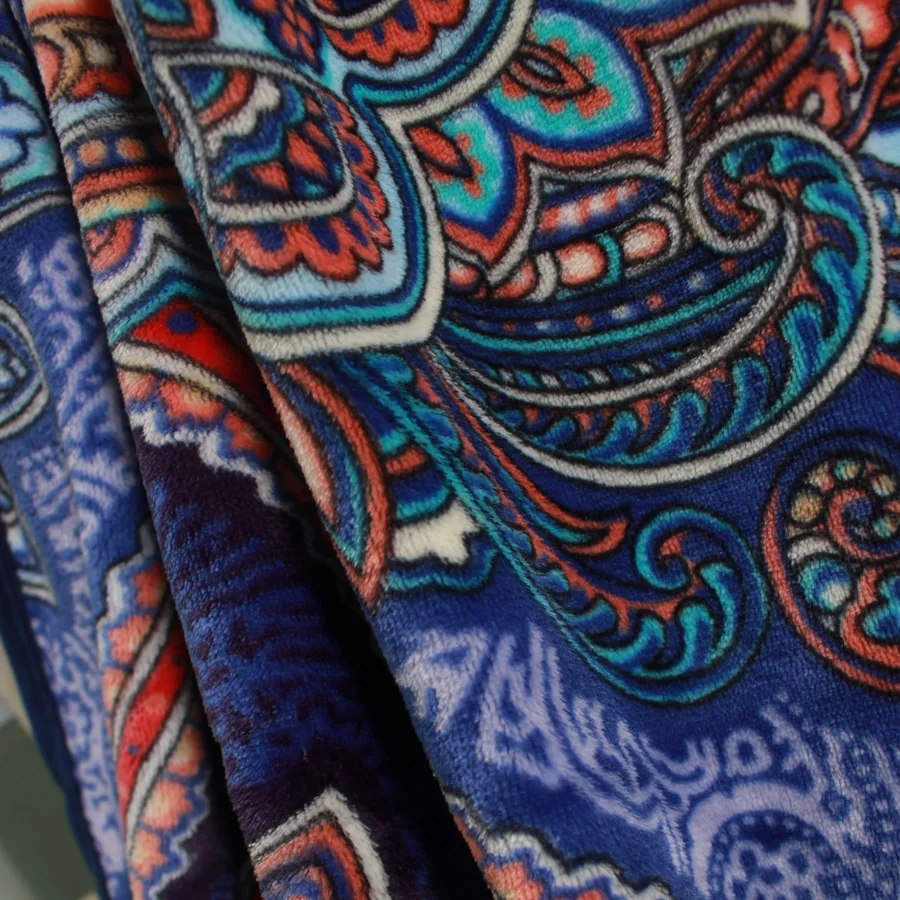 FLEECE flannel BED SHEET ancient antique classic flower blanket 310G/SM 200X220CM