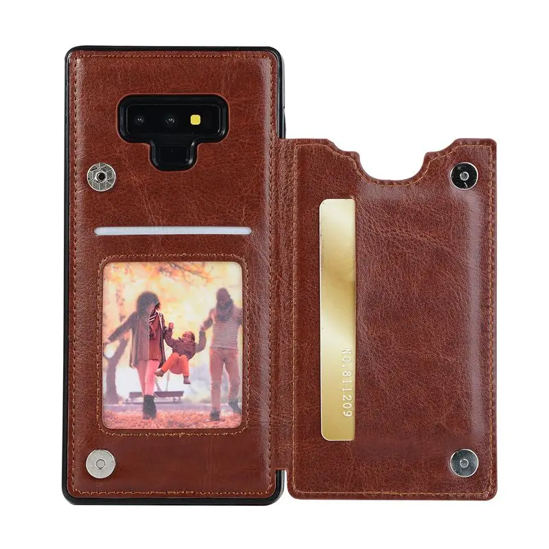 Пряжка Флип раскладный кожаный чехол для samsung Galaxy S10 S9 S8 плюс S10e S7 Edge Note 9 8 мульти Слои с подставкой и карманами для карт бумажник сумка - Цвет: Brown