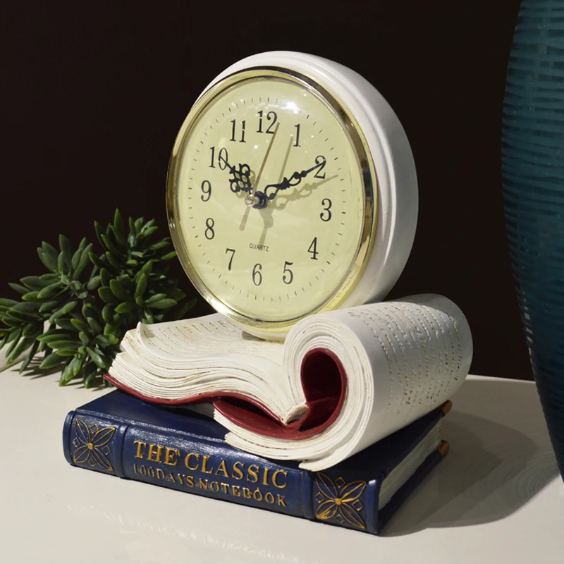 New! High Quality Europe classical table clock creative mute Fun Book Desktop Table Children